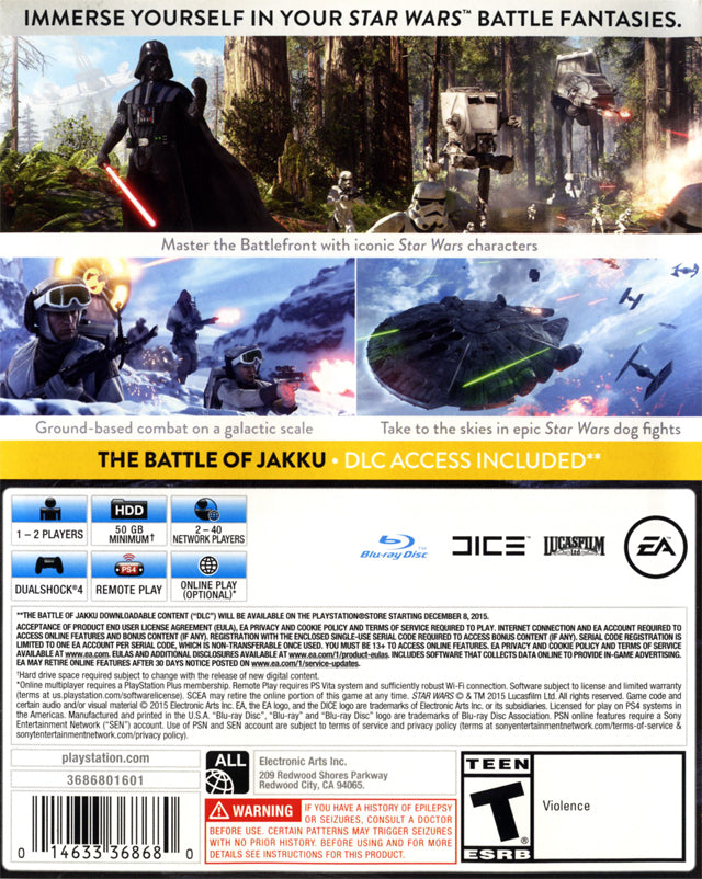 Star Wars Battlefront - (PS4) PlayStation 4 Video Games Electronic Arts   