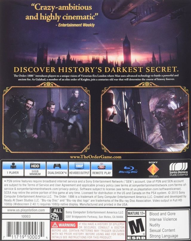 The Order: 1886 - (PS4) PlayStation 4 [Pre-Owned] Video Games SCEA