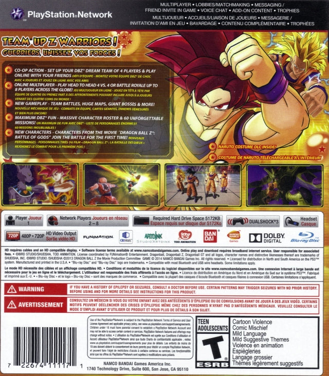 Dragon Ball Z: Battle of Z - (PS3) PlayStation 3 Video Games Namco Bandai Games   