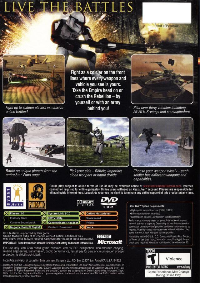 Star Wars: Battlefront (Platinum Hits) - (XB) Xbox [Pre-Owned] Video Games LucasArts