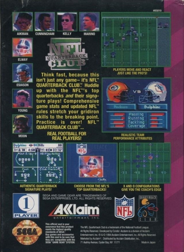 NFL Quarterback Club - SEGA GameGear [Pre-Owned] Video Games Acclaim   