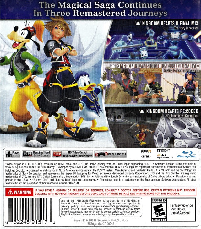 Kingdom Hearts HD 2.5 ReMIX - (PS3) PlayStation 3 [Pre-Owned] Video Games Square Enix   