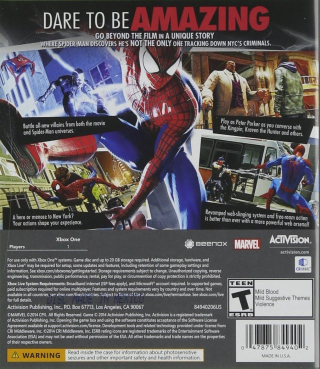 The Amazing Spider-Man 2 - (XB1) Xbox One [Pre-Owned] Video Games Activision   