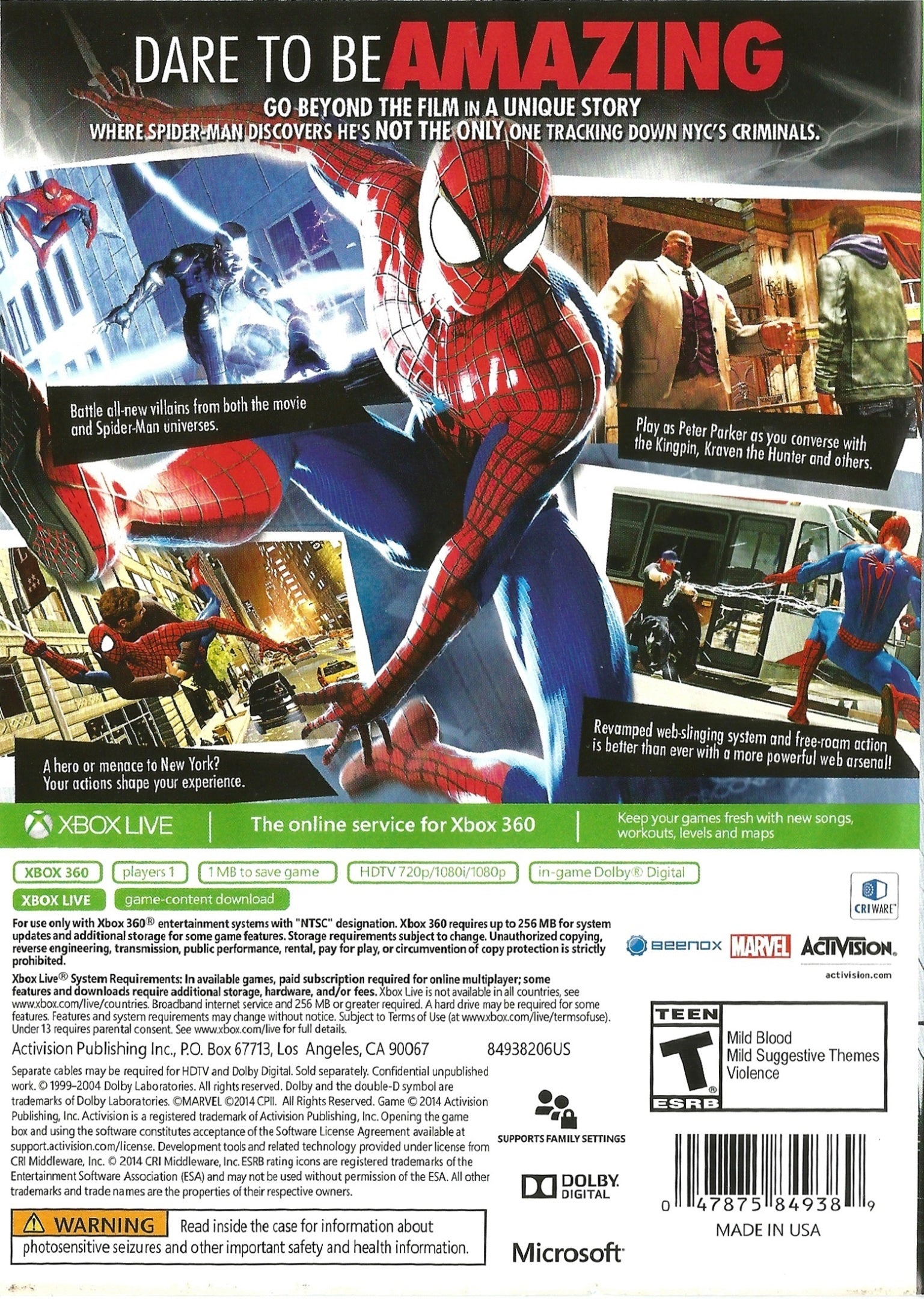 The Amazing Spider-Man 2 - Xbox 360 Video Games ACTIVISION   