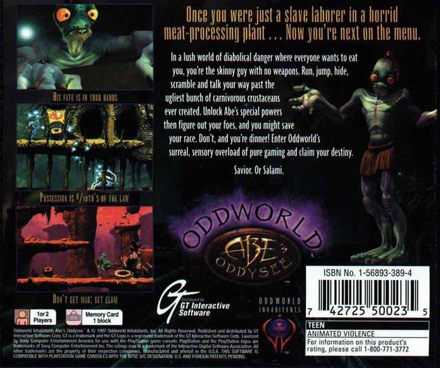 Oddworld: Abe's Oddysee - (PS1) PlayStation 1 [Pre-Owned] Video Games GT Interactive   