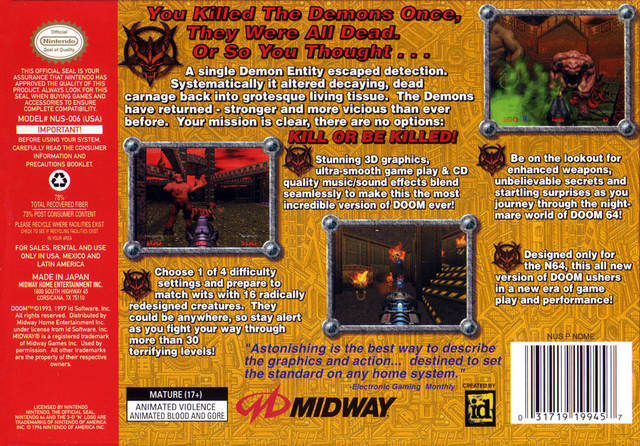 DOOM 64 - (N64) Nintendo 64 [Pre-Owned] | J&L Game