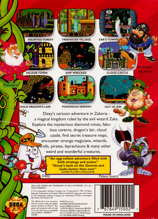 Fantastic Dizzy - (SG) SEGA Genesis [Pre-Owned] Video Games Codemasters   