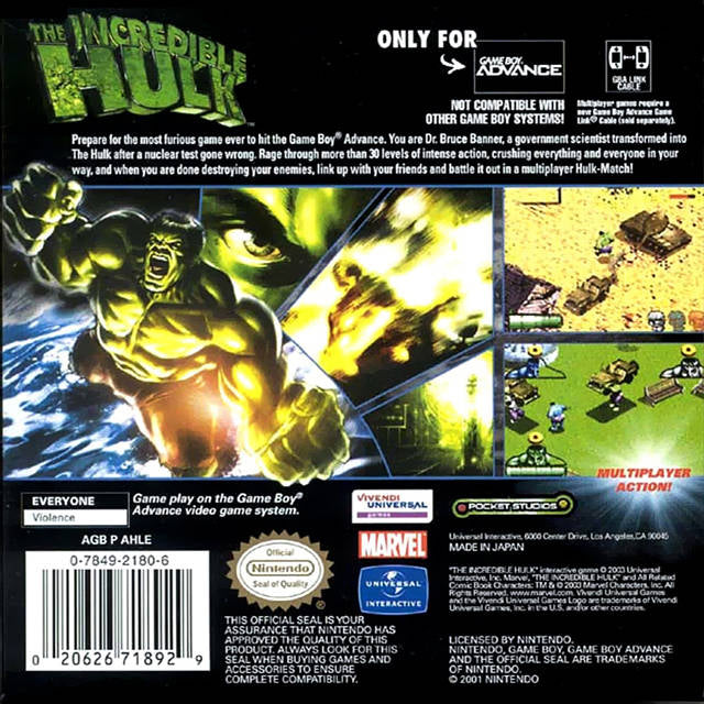 The Incredible Hulk - (GBA) Game Boy Advance [Pre-Owned] Video Games Universal Interactive   