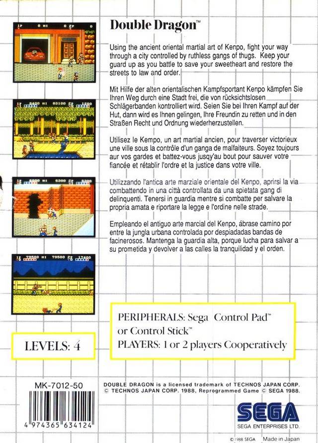 Double Dragon - SEGA Master System [Pre-Owned] (European Import) Video Games Sega   