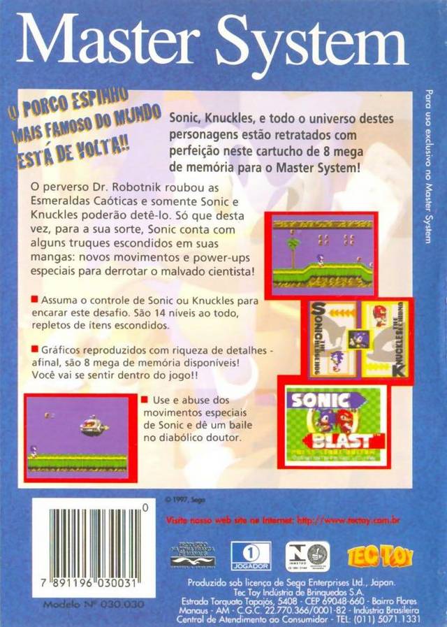 Sonic Blast - (SMS) Sega Master System [Pre-Owned] (Brazil Exclusive) Video Games Sega   