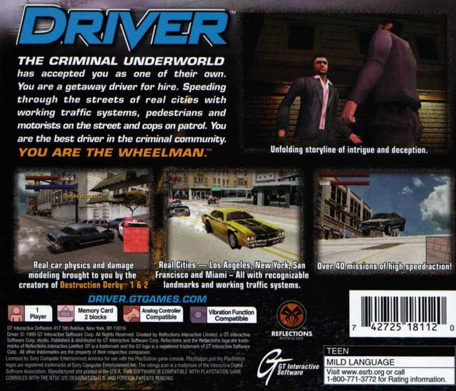 Driver (Greatest Hits) - (PS1) PlayStation 1 [Pre-Owned] Video Games GT Interactive   
