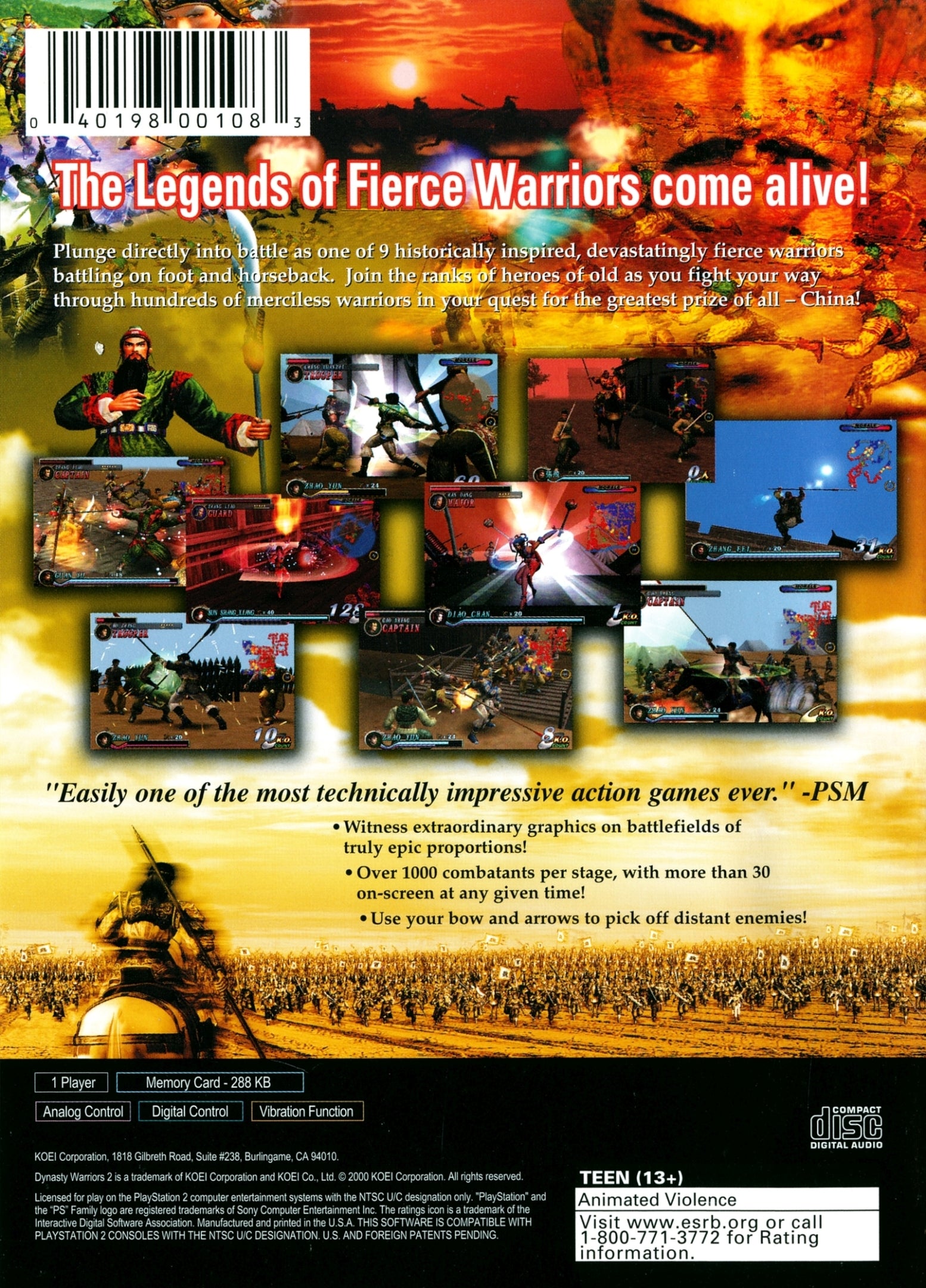 Dynasty Warriors 2 - (PS2) PlayStation 2 [Pre-Owned] Video Games Koei   