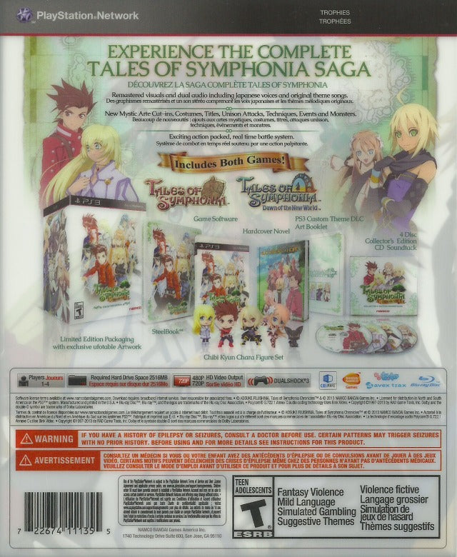 Tales of Symphonia Chronicles (Collector's Edition) - (PS3) PlayStation 3 Video Games Namco Bandai Games   