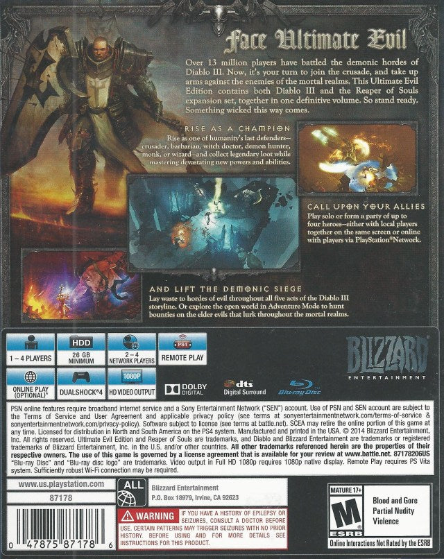Diablo III: Ultimate Evil Edition - (PS4) PlayStation 4 Video Games Blizzard Entertainment