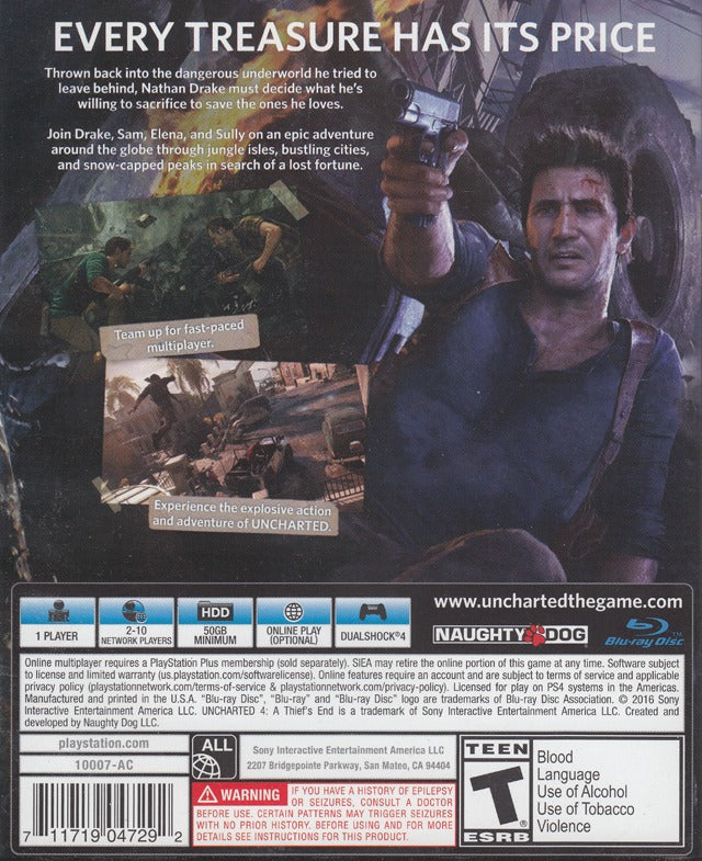 Uncharted 4: A Thief's End - (PS4) PlayStation 4 [Pre-Owned] Video Games SCEA   