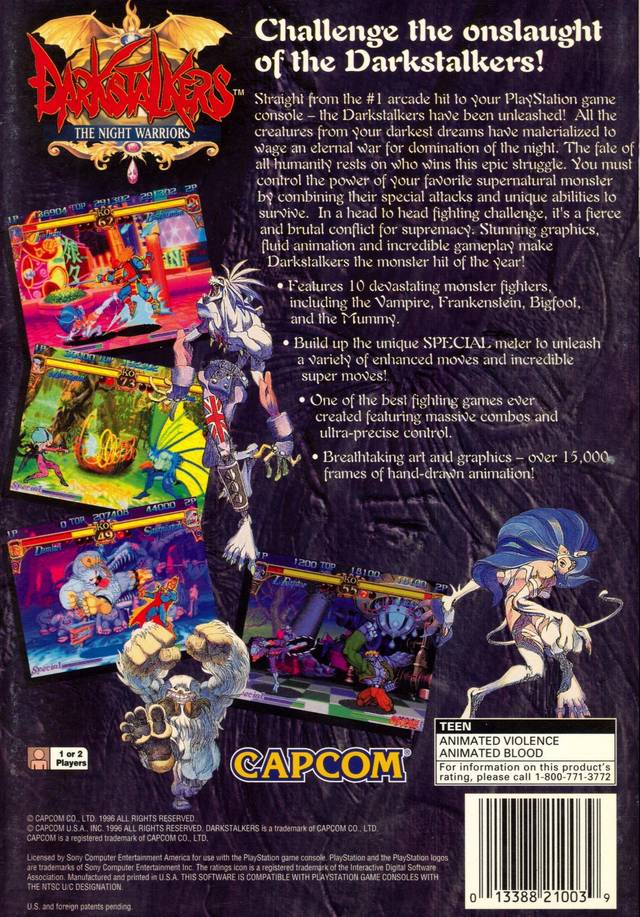 Darkstalkers: The Night Warriors (Long Box) - PlayStation 1 [Pre-Owned] Video Games Capcom   