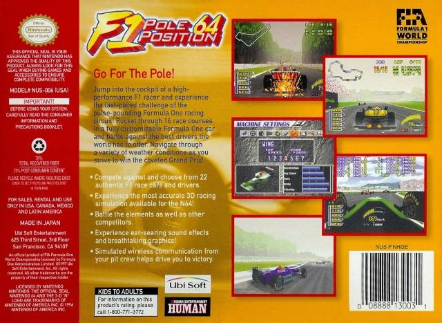 F1 Pole Position 64 - (N64) Nintendo 64 [Pre-Owned] Video Games Ubisoft   