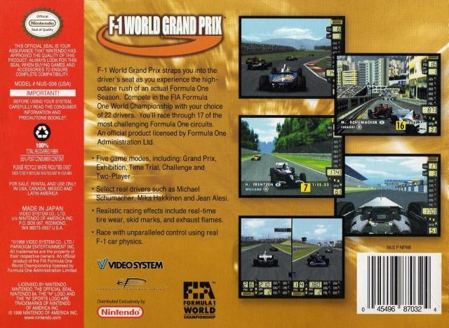 F-1 World Grand Prix - (N64) Nintendo 64 [Pre-Owned] Video Games Video System   