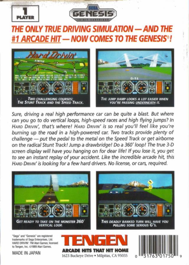 Hard Drivin' - (SG) SEGA Genesis [Pre-Owned] Video Games Tengen   