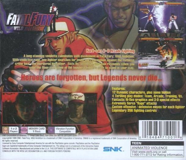 Fatal Fury: Wild Ambition - (PS1) PlayStation 1 [Pre-Owned] Video Games SNK   