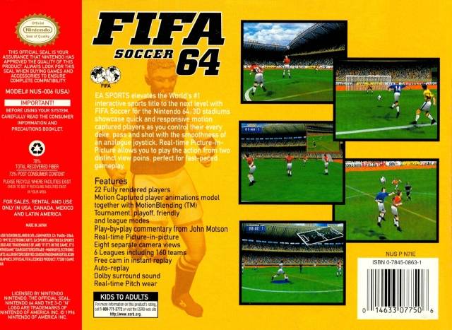 FIFA Soccer 64 - (N64) Nintendo 64 Video Games EA Sports   