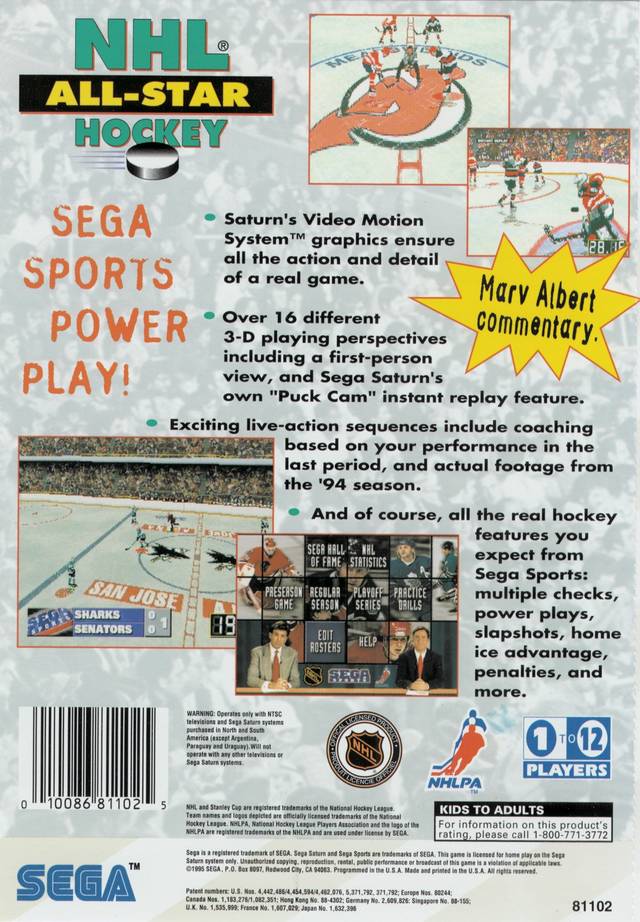 NHL All-Star Hockey - (SS) SEGA Saturn Video Games Sega   