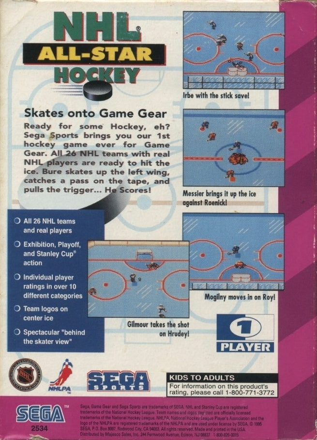 NHL All-Star Hockey - SEGA GameGear [Pre-Owned] Video Games Sega   