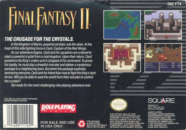 Final Fantasy II - (SNES) Super Nintendo [Pre-Owned] Video Games SquareSoft   