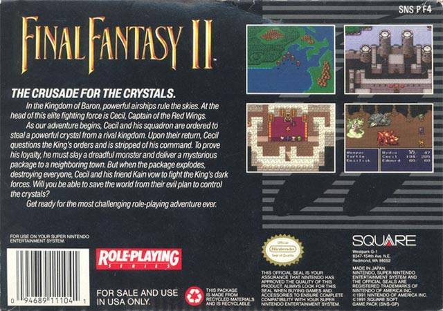 Final Fantasy II - (SNES) Super Nintendo [Pre-Owned] Video Games SquareSoft   