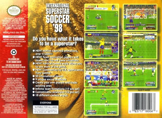 International Superstar Soccer '98 - (N64) Nintendo 64 [Pre-Owned
