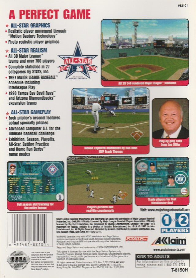 All-Star Baseball '97 Featuring Frank Thomas - (SS) SEGA Saturn [Pre-Owned] Video Games Acclaim   