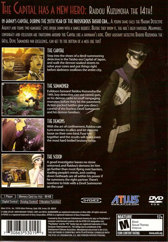 Shin Megami Tensei: Devil Summoner Raidou Kuzunoha vs The Soulless Army - (PS2) PlayStation 2 Video Games Atlus   