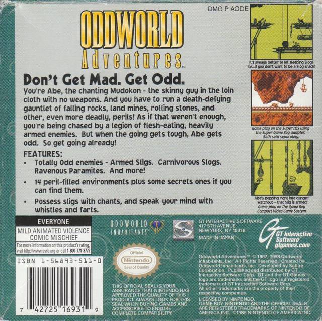 Oddworld Adventures - (GB) Game Boy [Pre-Owned] Video Games GT Interactive   