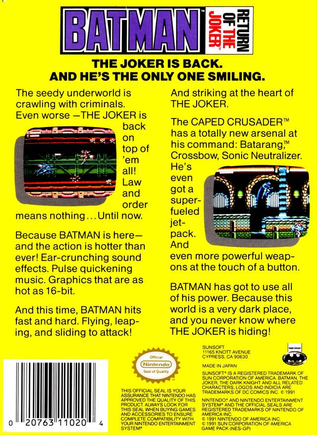 Batman: Return of the Joker - (NES) Nintendo Entertainment System [Pre-Owned] Video Games SunSoft   