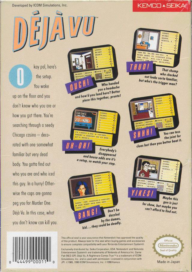 Deja Vu - (NES) Nintendo Entertainment System [Pre-Owned] Video Games Seika Corp.   