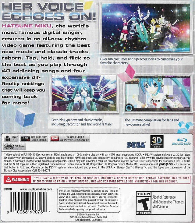 Hatsune Miku: Project Diva F 2nd - (PS3) PlayStation 3 Video Games Sega   