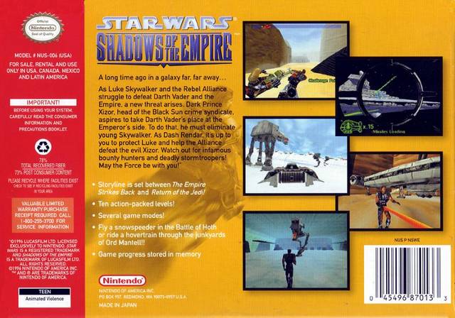 Star Wars: Shadows of the Empire - (N64) Nintendo 64 [Pre-Owned] Video Games Nintendo   