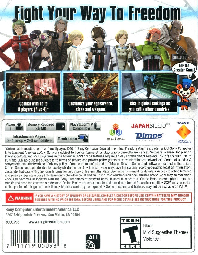 Freedom Wars - (PSV) PlayStation Vita [Pre-Owned] Video Games SCEA   