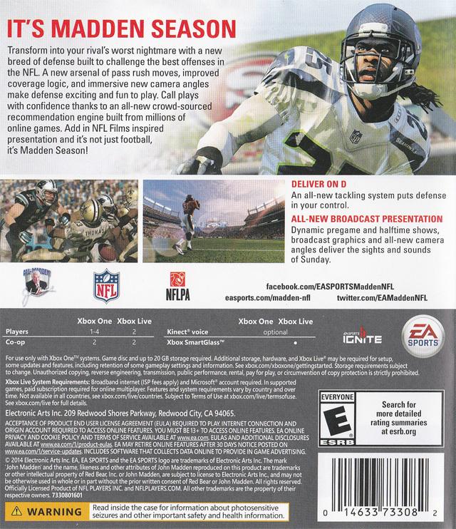 Madden NFL 15 - (XB1) Xbox One Video Games Electronic Arts   