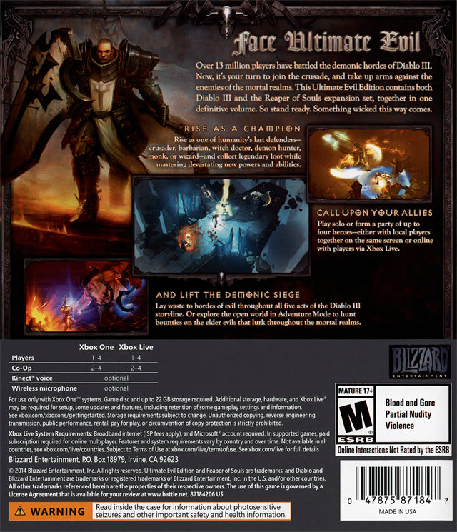 Diablo III: Ultimate Evil Edition - (XB1) Xbox One [Pre-Owned] Video Games Blizzard Entertainment   