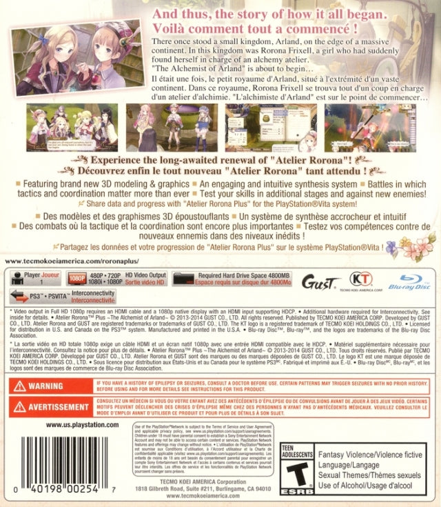 Atelier Rorona Plus: The Alchemist of Arland - (PS3) PlayStation 3 [Pre-Owned] Video Games Tecmo Koei Games   