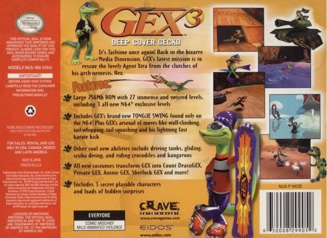 Gex 3: Deep Cover Gecko - (N64) Nintendo 64 [Pre-Owned] Video Games Crave   