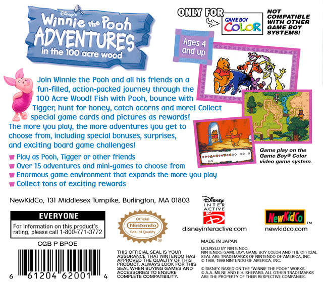 Winnie the Pooh: Adventures in the 100 Acre Wood - (GBC) Game Boy Color [Pre-Owned] Video Games NewKidCo   
