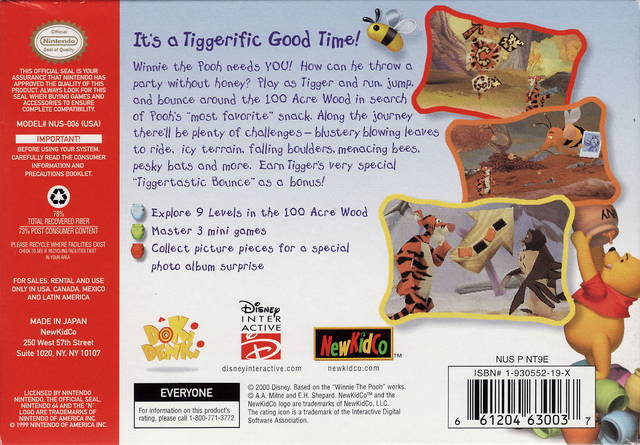 Tigger's Honey Hunt - (N64) Nintendo 64 [Pre-Owned] Video Games NewKidCo   