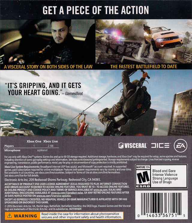 Battlefield Hardline - (XB1) Xbox One [Pre-Owned] Video Games Electronic Arts   