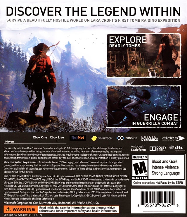 Rise of the Tomb Raider - (XB1) Xbox One  [Pre-Owned] Video Games Square Enix   