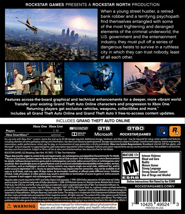 Grand Theft Auto V - (XB1) Xbox One Video Games Rockstar Games   