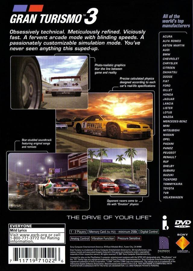 Gran Turismo 3: A-Spec (Greatest Hits) - (PS2) PlayStation 2 [Pre-Owned] Video Games SCEA   