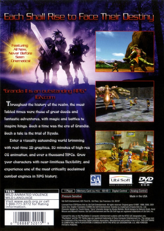 Grandia II - PlayStation 2 Video Games Ubisoft   