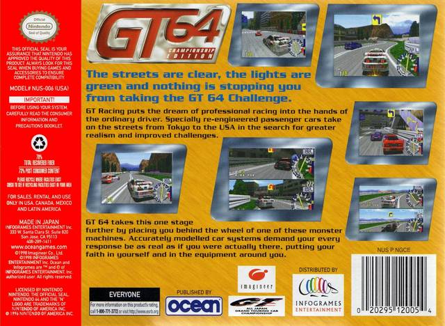 GT 64: Championship Edition - (N64) Nintendo 64 [Pre-Owned] Video Games Ocean   